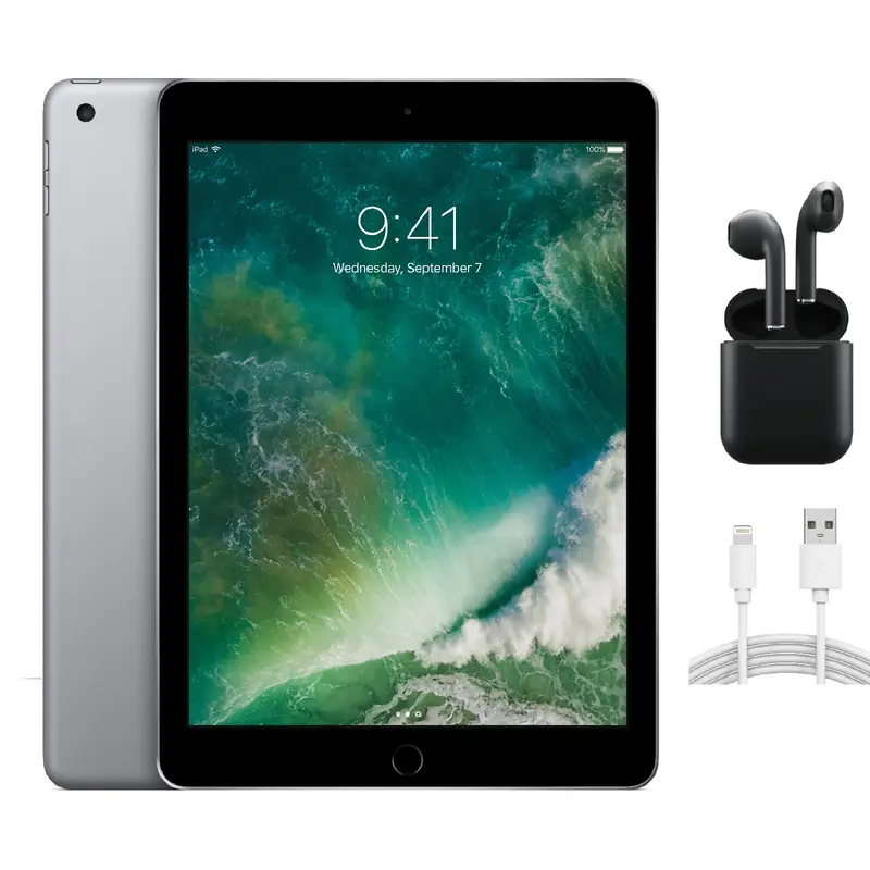 Refurbished Apple iPad 2017 (5th Gen) WiFi Only A1822 - Good Condition with Wireless Earbuds & 1 Year Warranty