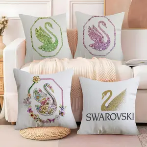 Luxury S-Swarovski Cushion Cover Soft Short Plush Fabric Double-Sided Print | Breathable Pillow Cover for Sofa Couch Bed | Skin-Friendly, Washable, Invisible Zipper, Anti-Dust Mite, Durable Material | Warm Winter Home Decor Gift