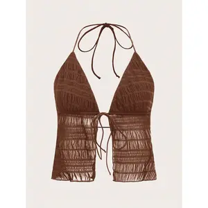 Solid Tie Backless Halter Summer Top Fashion For Women