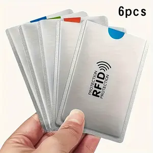 6-Pack RFID Blocking Card Sleeves - Aluminum Foil NFC Protection, No Electricity Needed, Desk & Drawer Organizers for Home Storage