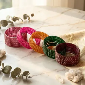 Size 2.10 & 2.12 Raindrop Glass Bangles Set, 12 Pcs ( 1 Dozen) Indian Desi Chudi