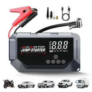 Portable Car Jump Starter 5000A Peak Power & 150PSI Digital Tire Inflator, 12000mAh Power Bank, USB Rechargeable, LED Emergency Light,  Tire Pressure Detection, Quick Charge – for Gas/Diesel Vehicles, Motorcycles, Outdoor Camping