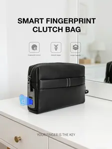 Men's Fingerprint Lock Handbag, Multi-Functional Security Anti-Theft Bag, Includes Beautiful Packaging Box, Ideal for Daily Use, Zipper, Wallet Clutch