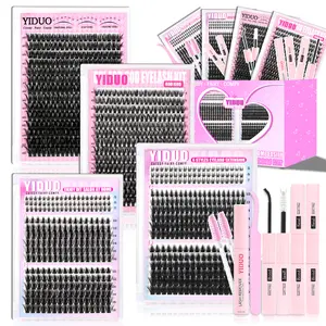 8 Styles Lash Clusters Kit, Cosmetic, Bottom A-B/Fairy A-B/40D/60D/80D/100D 1094 Pcs 5-18mm Cluster Eyelash Extension Kit D-Curl With Lash Bond and Seal*2, Lash Remover, Lash Tweezers, Eyelash Brush DIY at Home