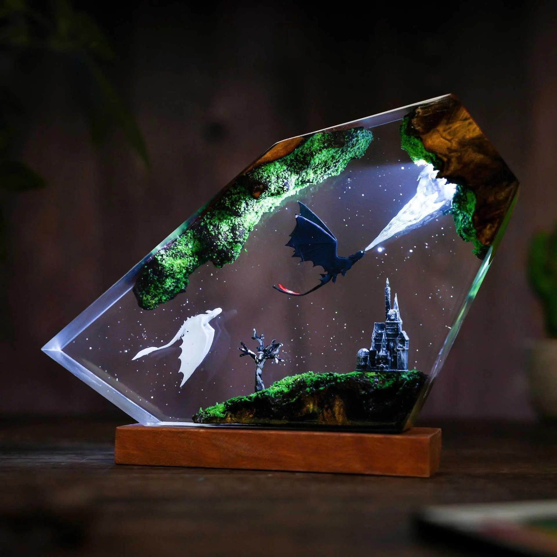 100% Handmade Toothless & LightFury Resin Lamp, How To Train Your Dragon Themed Compact Desktop Ornament, Multicolor LED Color Mood Lighting with Remote Control, Adjustable Warm Home Decor, Birthday Gift Ideas for Girlfriend, Girlfriend Birthday Gift, Han