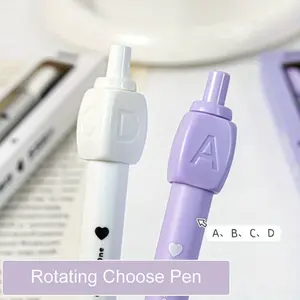 2 novelty rotating answer pens, interesting ABCD selection rotating pens, 0.5mm writing ballpoint pens, note stationery, Aesthetic pens, Writing Tools, Stationery Office Supplies