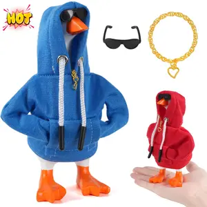 7inch Desk Goose Outfits, Mini Desktop Goose Clothes Desk Goose Accessories Set for Magnetic Goose Statue (Hoodie+ Sunglasses+ Necklace)