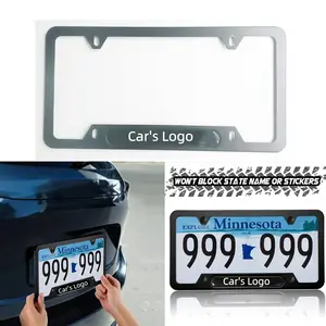 2PC License Plate Frame with Car Brand Logo for US Standard Car License – Protect Your Plate in Style