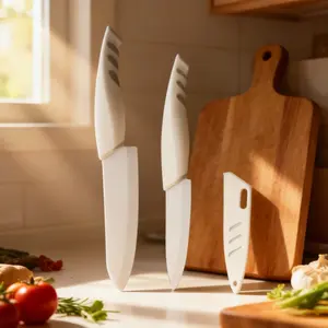 1/2 set of kitchen knives - ceramic knives, chef's knife, household sharp fruit knife, kitchen knife for cutting meat and vegetables, slicing knife for women, baby food knife set, with knife sheath, Kitchenware