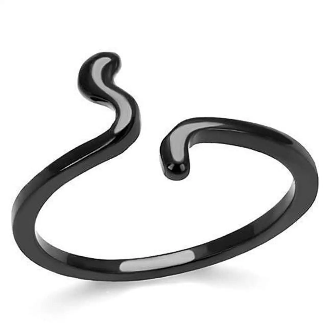 Women's 212 MAIN Minimalist Stainless Steel Ring - Black IP Coating, Plain Fashion Band, Casual Wear Accessory, Size 7