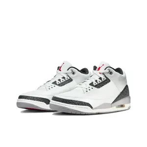White-Grey-Red Leather Mid-Top Sneakers with Dark Grey Elephant Print and Red