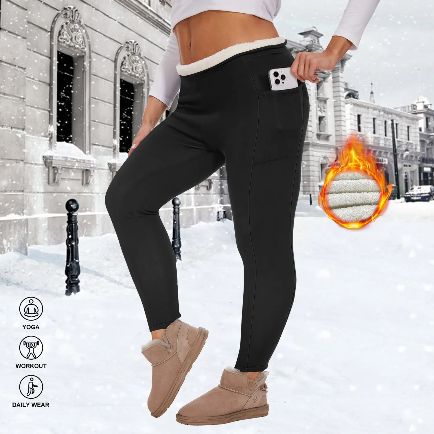 Women's Winter Thick Warm High-Waisted Stretchy Athletic Leggings - Athleisure Style Bottoms, Suitable for Gym, Running #TikTokShopCyberMonday, High Waisted Athletic, Sports Stretchy Leggings, Plus Size Fashion, Female