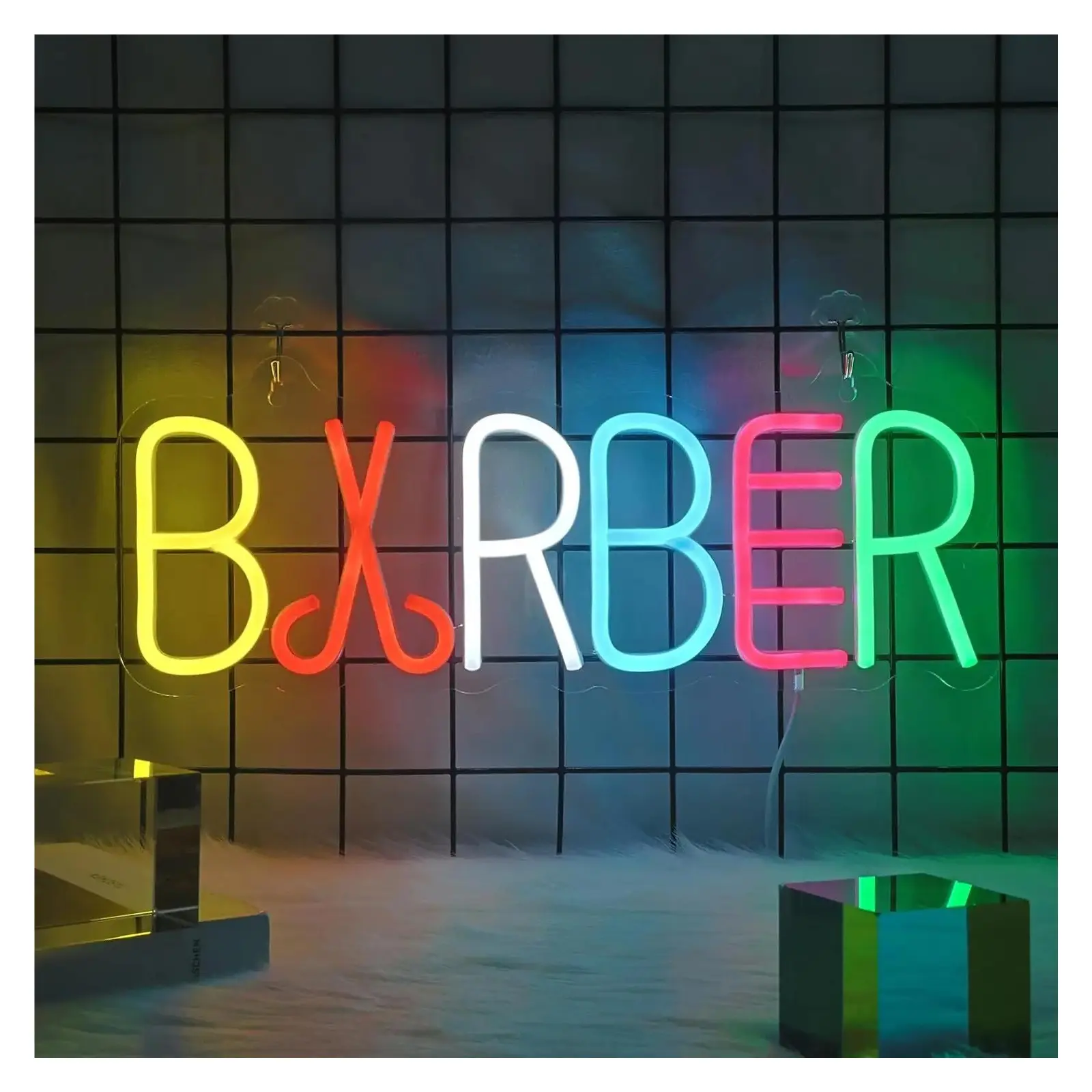 Sign Illuminated Barber Neon Sign Dimmable Light Suitable For Wall Decoration, Barber Neon Light USB Powered 23cm×40cm