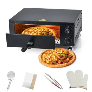 【GARVEE】Electric Pizza Oven, Countertop 12 Inch Pizza Maker with Timer and Adjustable Temperature, Stainless Steel Indoor Pizza Oven with Upper and Lower Uniform Heating Tubes