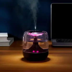 650ml Exquisite Compact Colorful Transparent, Continuous and Intermittent Dual-speed Spray Mode, Colorful Night Light, Silent Mist, Easy To Refill, Suitable for Living Room, Bedroom, Office Use, Home Desktop Humidifier