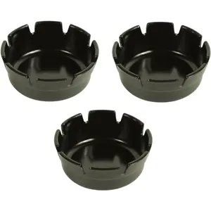 Set of Three Black Plastic Ashtrays Deep Well for Restaurant Bar 4 Inch Diameter