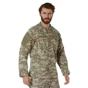 ROTHCO Men's ACU Digital Camouflage Army Combat Uniform Shirt - Rip-Stop Cotton-Polyester Pleated Fabric, Dual Front Pockets, Elbow Pads - Workwear Tops for Military Use