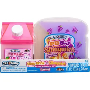 Slimy Drink & Slimywich Lunch Snack Set – Scented Strawberry Milk Slime & Peanut Butter & Jelly Slime by CRA-Z-Art