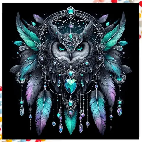 Owl Pattern 5D Diamond Arts Colorful Painting Kit without Frame, Diamond Painting Kits, DIY Craft Decorative Art Picture for Beginner, Wall Art Decor for Home Living Room