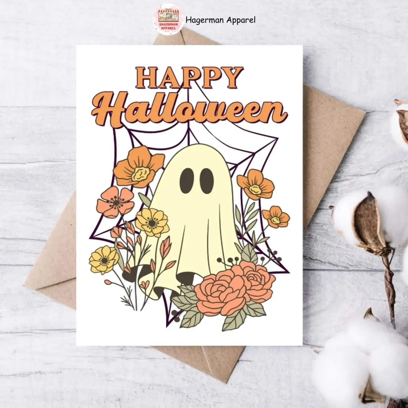 Halloween Card, Cute Ghost Card for Halloween, Happy Halloween Card, Ghost Card