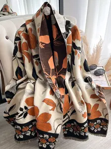 Elegant Floral Print Scarf, Soft Warm Shawl for Autumn & Winter, Casual Fashion Accessory for Women and Girls