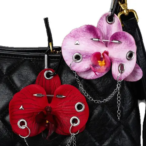 High end floral bag pendant, exquisite butterfly orchid shaped design, detail embellishment decoration, punk style niche personalized fashion pendant, lightweight and easy to carry, Bag Charm, Bag Accessories, Bag Accessories Charms