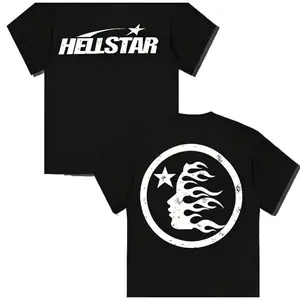 shirt  Hell Star Pattern Double Sided Printed T-Shirt, High Quality Crew Neck Casual Short Sleeve Top for Spring & Summer