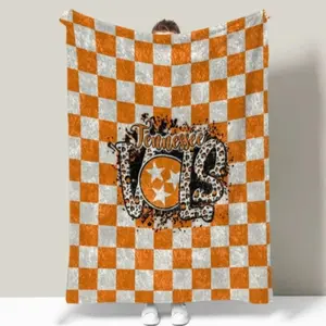 Tennessee Vols Checkered Pattern Blanket  All-Season Home Bedroom Bed Sofa Picnic Cover  Family Friends and Chridren Perfect Gift Christmas Present