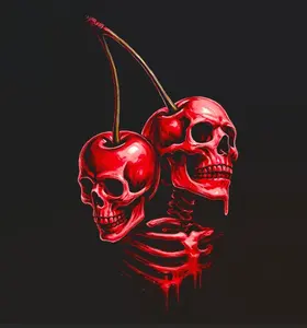 Halftone Skull Only for Black Fabric Ready to Press Heat Transfer DTF Transfer Direct to Film for Cotton and Polyester Garments