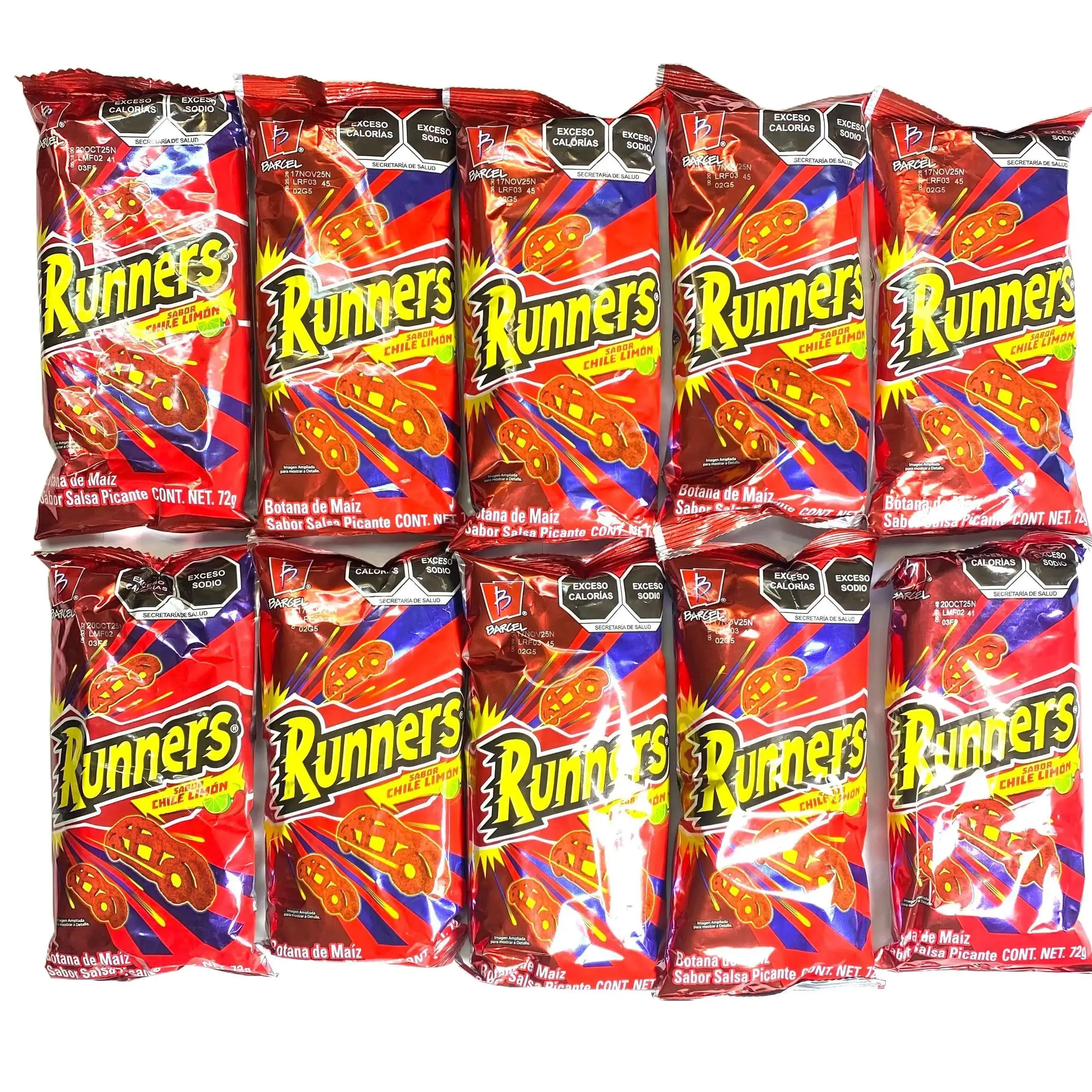 10 - PK BARCEL RUNNERS - Sabritas Chips - Snack Crispy Crunchy Bite - 72 GRAMS PER BAG - MEXICAN CHIPS - PAPITAS MEXICANAS - SABRITAS MEXICANAS