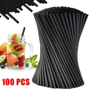 Disposable Plastic Straws, 100pcs/set Bendable Cocktail Straws, Disposable Drinking Straws for Home Kitchen Party Wedding, Utensils, Home Bar Accessories
