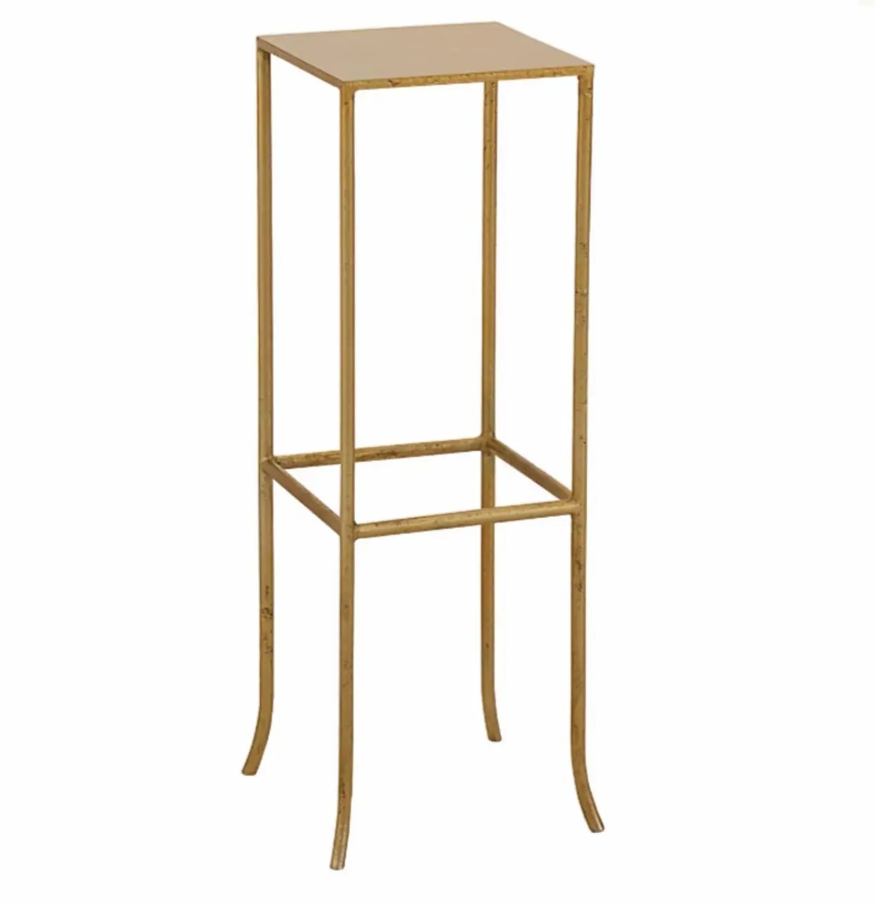 Handmade Gold Steel Martini Side Table with Square Top, Hammered Legs, Modern Accent End Table for Living Room