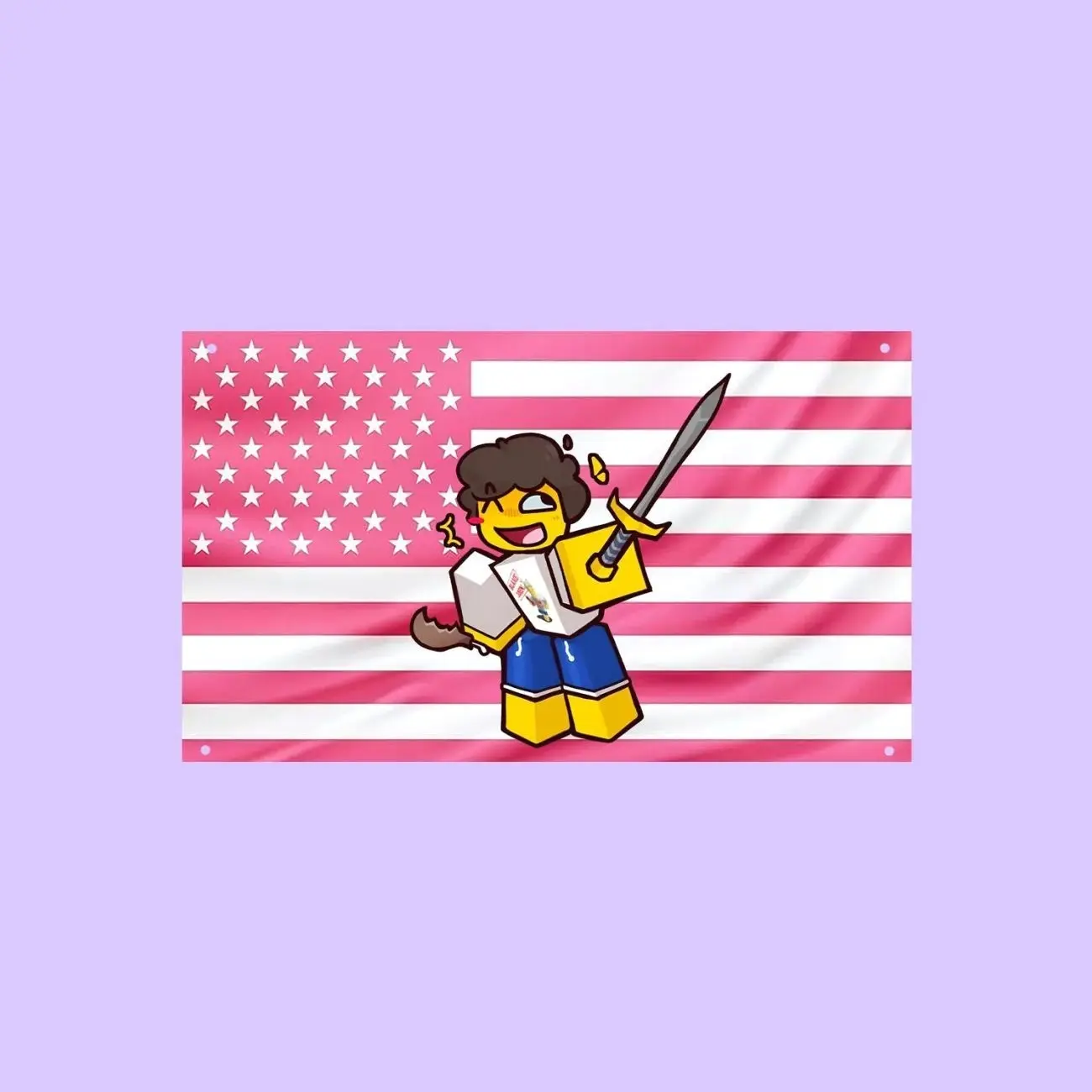Shedletsky Pink US Wall Tapestry Flag, Roblox Wall Art, Pink American Flag Gaming Bedroom Decor, Fan Banner