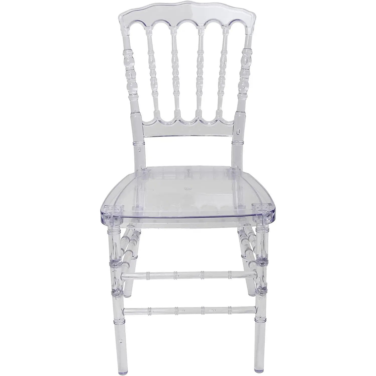 FOHBuy Napoleon Clear Acrylic Stackable Dining Chairs Set of 4 Transparent Chiavari for Weddings Banquets Events Indoor Outdoor Use Durable Weather-Resistant UV-Treated