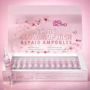 Bio Complex Bio Activo GlowDrop High Shine Hair Ampoules - 12-Pack Dominican Lightweight Daily Leave-In Repair Treatment, Restores Dry Hair, Controls Frizz, Delivers Smooth Silky Strands, Salon-Quality Conditioner, Restore