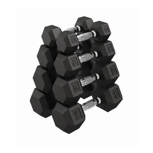100LB Set Hex Dumbbell,Hand Weights Dumbbells Pair with Cast Iron Core,Rubber Encased Coating and Textured Carbon Steel Handle for Home Gym Strength Training-（5LB+10LB+15LB+20LB)x2