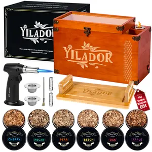 Old Fashioned Smoker Kit – Premium Wooden Gift Box for Whiskey & Cocktails, Electric Fan-Powered 2-in-1 Drink & Food Smoker, Impressive Gift for Men, Complete Set (Smoking Gun Not Required)