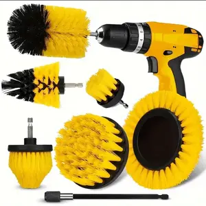 7pcs/set, Drill Brush Set, Power Scrubber Brush, Drill Brush Attachment, Multipurpose Power Scrub Brush, Suitable For Grout Floor, Bathroom, Tub, Tile, Corner, Floor, Car Wheel, Dead Corner, Drill Not Included, Cleaning Supplies, Cleaning Tool