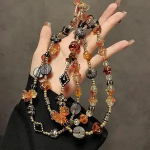 Vintage Beaded Phone Chain, Fashionable Phone Lanyard, Phone Strap for Women & Girls, Universal Phone Accessories for Daily Use, Cell Phone Charm, Phone Decoration