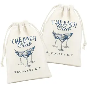 10pcs The Bach Club Hangover Kit Bags 5x7 Inch Navy Blue Drawstring Bachelorette Birthday Party Favors Girls Trip Supplies