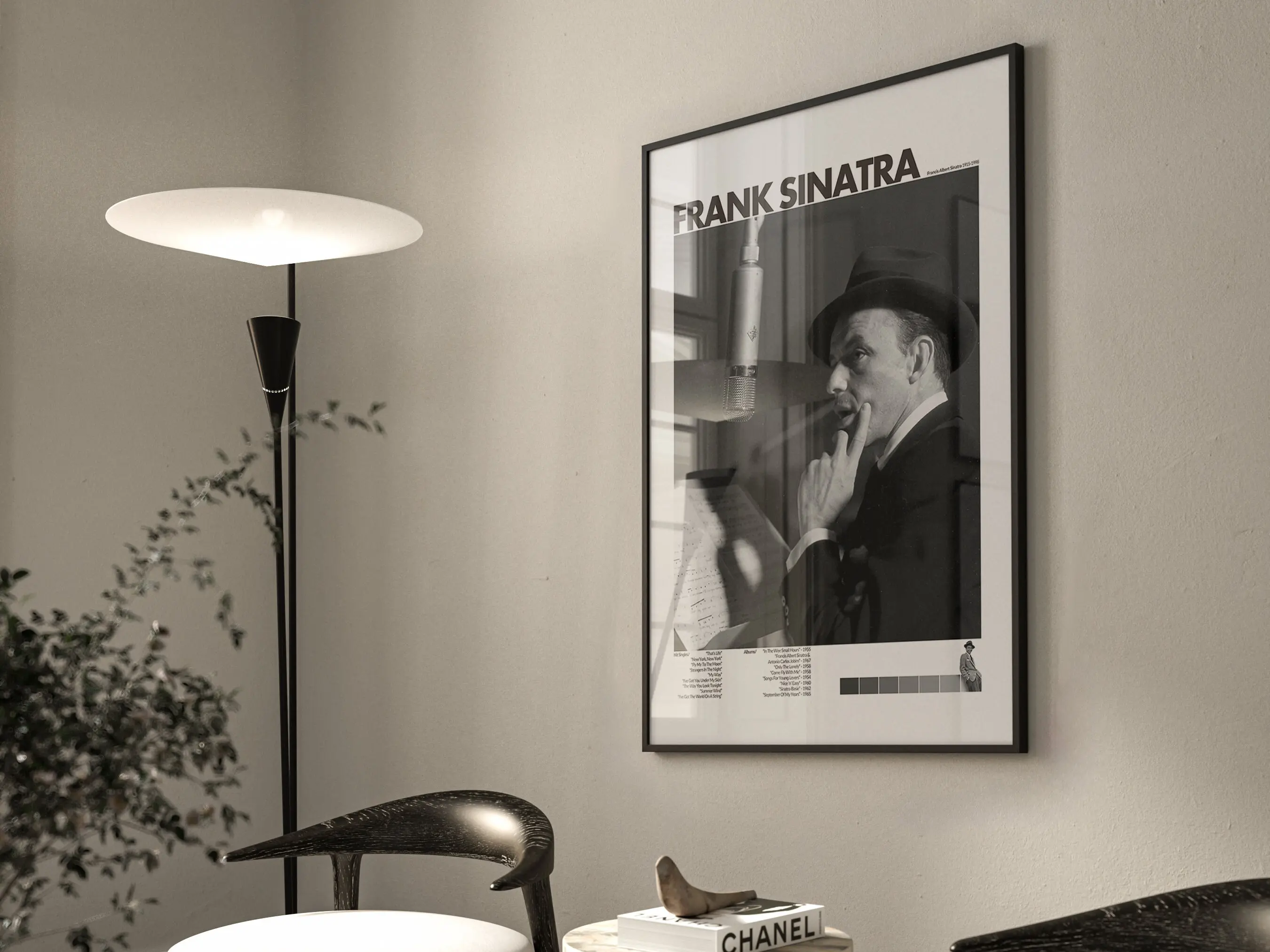 Frank Sinatra poster, Vintage jazz wall art, Modern design custom size print, helvetica Minimalist Contemporary Interior Design