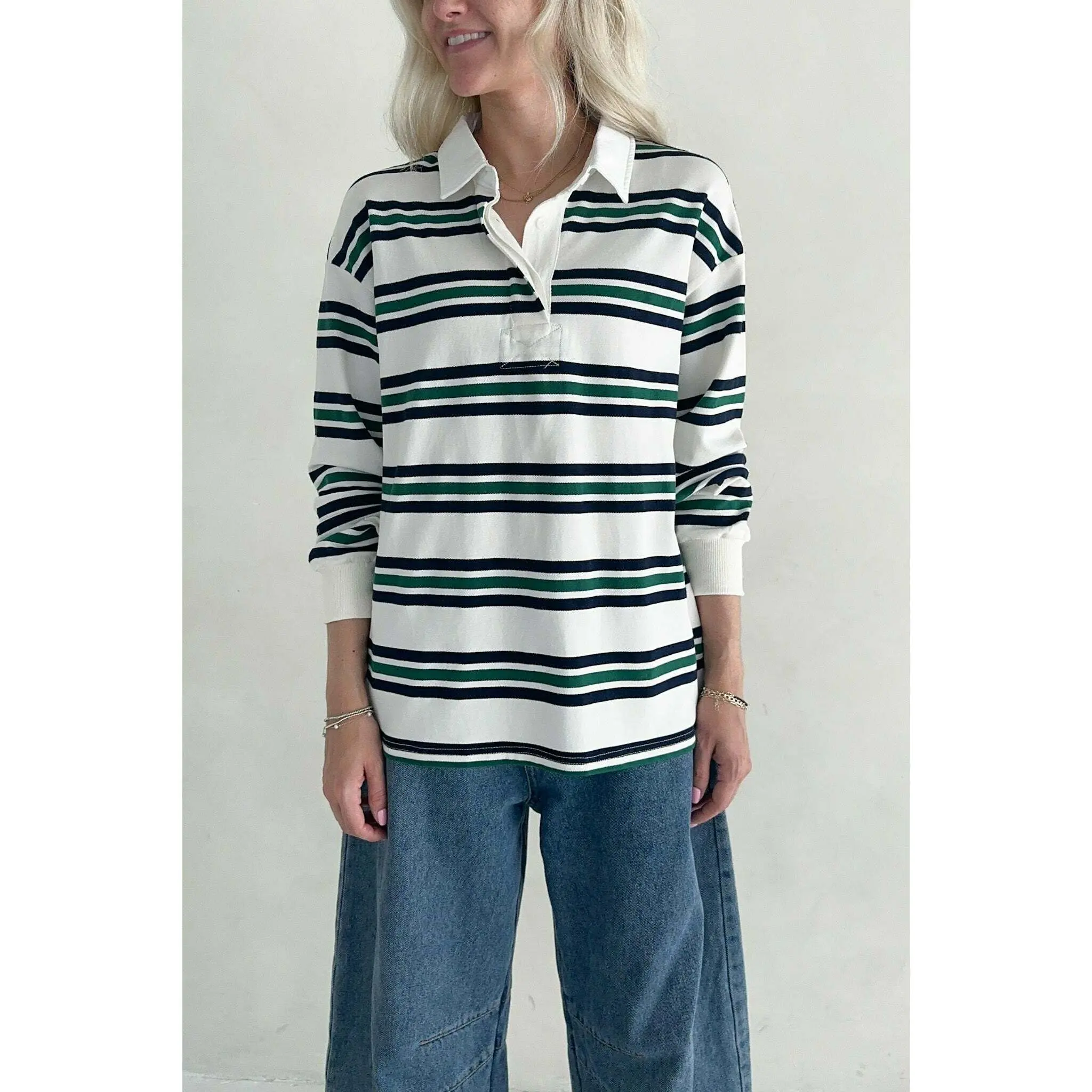 Jackson Classic Striped Collared Long Sleeve Top