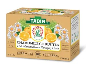 Tadin Herb and Tea Caffeine Free Chamomile Citrus Herbal Tea Blend - 24-Count Pack of 6, Decaf Beverage with Floral, Fruity Notes for Calm & Wellbeing