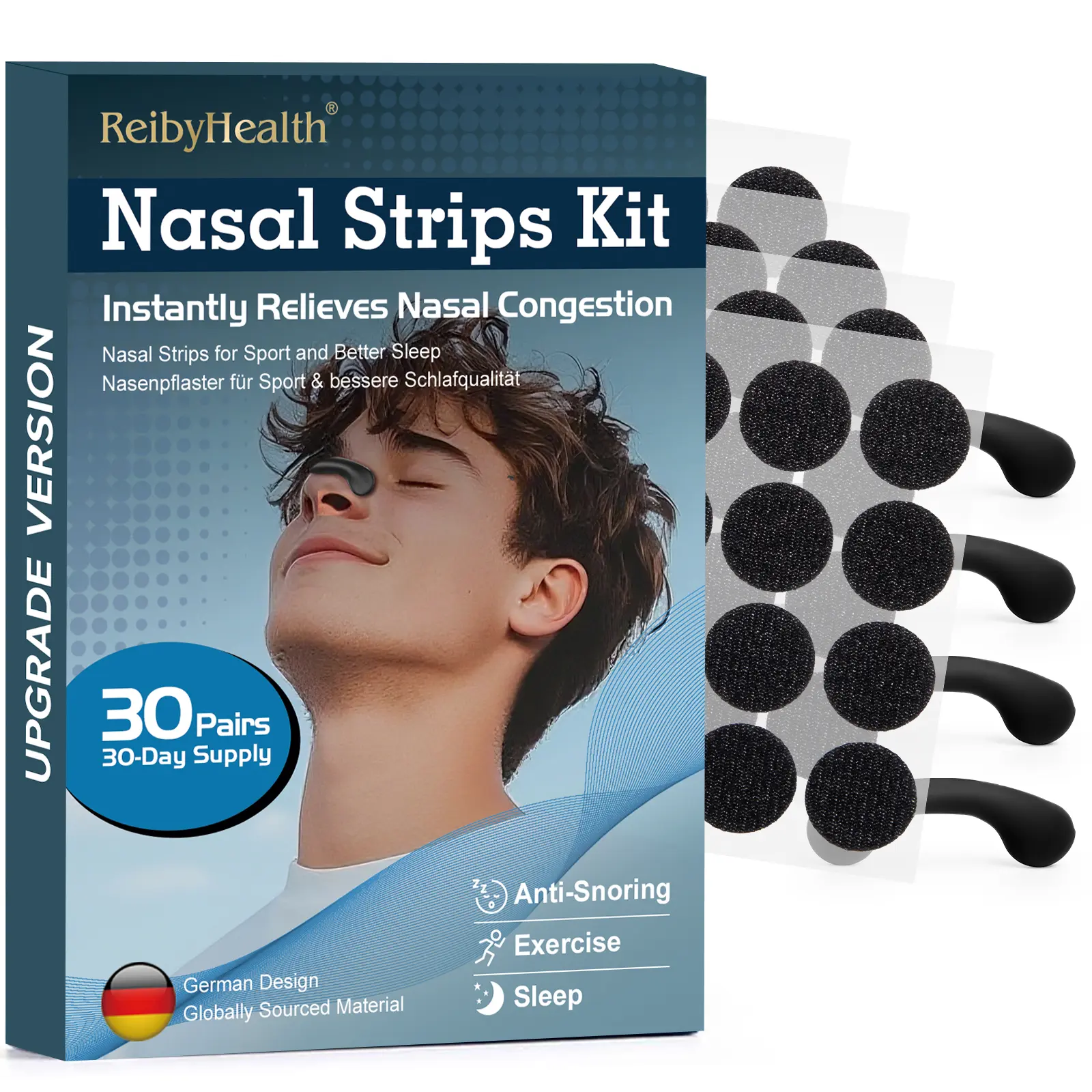 Nasal Strips for Snoring Relief, Extra Strength Nasal Dilator to Improve Breathing Sleep Quality, Comfortable Sleep Aid anti snore devices Snoring Solution Nose Strips for Breathing,Sports Accessory, 30 Count Anti-Snoring gentle adhesion Set