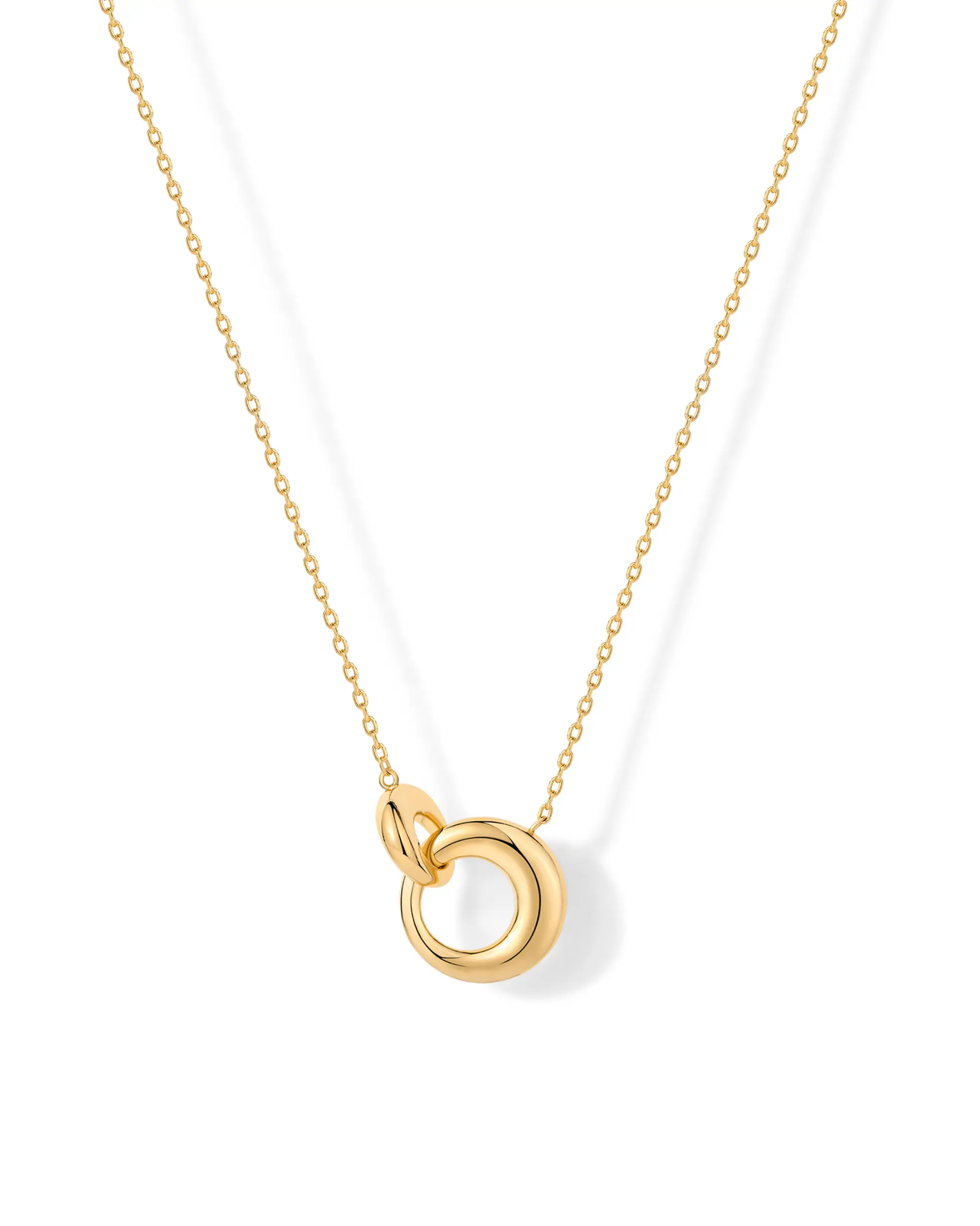 PAVOI 14K Gold Plated Dainty Interlock Pendant Necklace for Women | Circle Link Pendant Necklaces