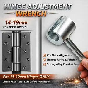 Door Gap Fix Tool 14-19mm Hinge Hole Adjustment Wrench for Squeaky Rubbing Sticking Doors Manual Hardware Tool for Home Office Store Doors Strong Alloy Construction