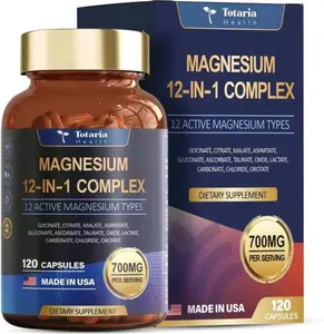Pack Magnesium 12 In 1 Complex 700mg -120 capsule Supplement health support.  Glycinate Citrate Malate Taurate