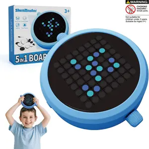 5-In-1 Tic Tac Toe Electronic Game, Portable Handheld Puzzle Game, Family Fun Game, Tabletop Games for Kids & Adults Ages 3+, Perfect Board Games Gift for Brain Training