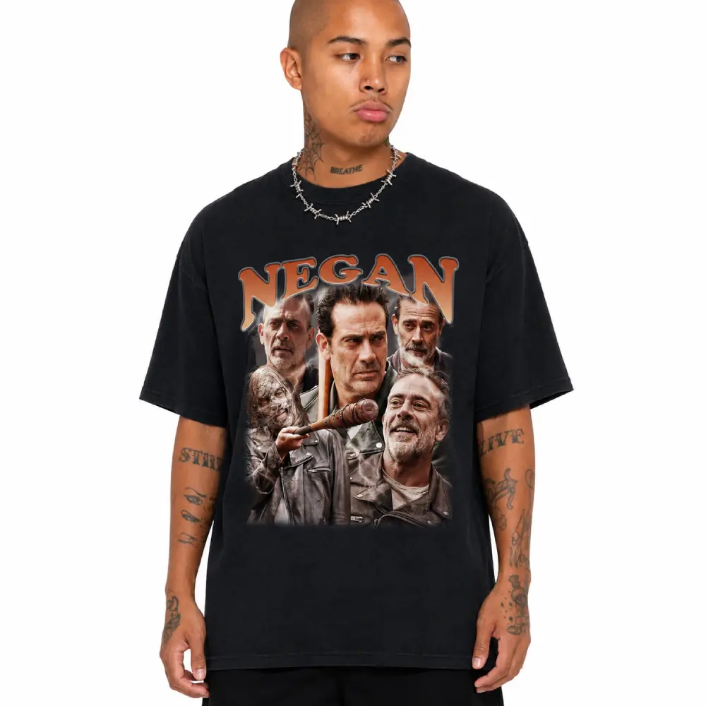 Vintage Negan T-Shirt – The Walking Dead Fan Graphic Tee Breathable Casual Classic Cotton