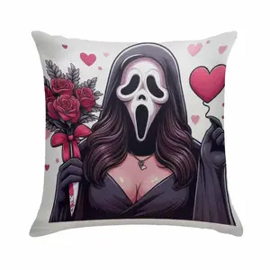 Gothic Love Mask Pillowcase (Without Insert) Romantic Horror Cartoon Print Design Soft Durable Decorative Cushion Cover for Sofa Bedroom Halloween Party Valentine Gift Home Decor summerwins